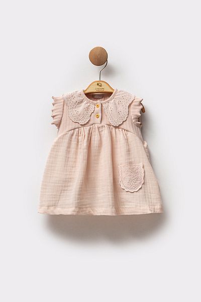 Cassiope Summer Cotton with Sleeveless Lace Collar Comfortable Casual and Special Casual Eid Girl Baby Dress