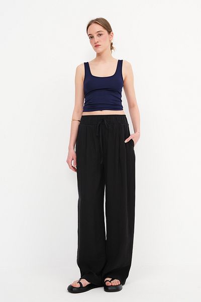 Addax Wide Leg Trousers with Elastic Waist Pn3720