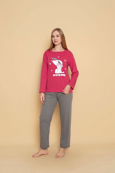 CALİA Set pijamale cu mânecă lungă din bumbac pieptănat pentru femei