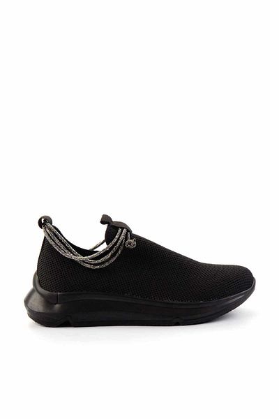Bambi Schwarze Strick-Damen-Freizeitschuhe K 01792010482
