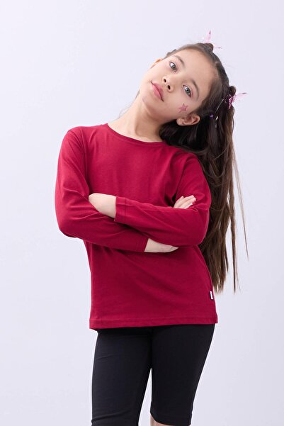 Perendi 100% βαμβακερό Unisex μακρυμάνικο μπλουζάκι βασικό Cherry