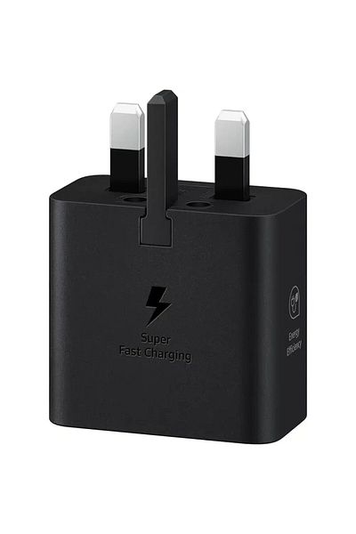 Samsung 25w Pd Usb-c Adapter, 3 Pin Plug, Fast Charging For Devices, Durable Design, Black