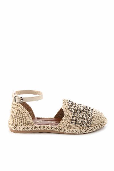 Bambi Espadrile de damă de culoare platină - piele K 01823170716