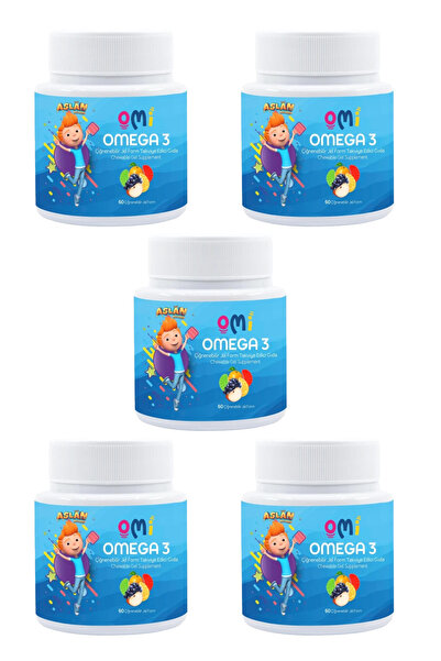 OMİ 5 Pcs Omi Omega 3 Chewable Gel Form 60 Gummies Soft Candy