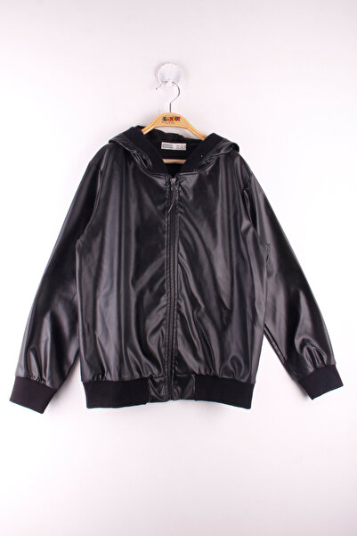 Toontoy Детско водоустойчиво кожено яке с качулка, цип и джобове - без подплата