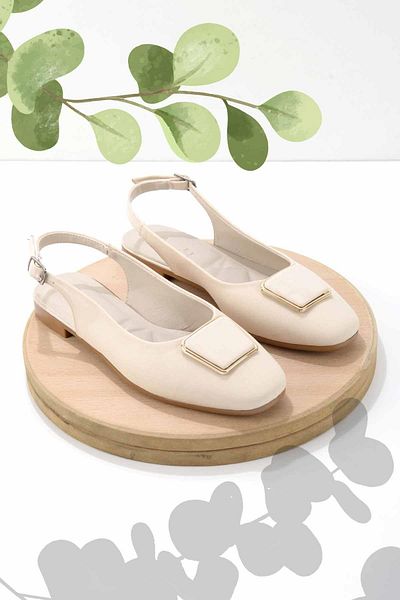 Bambi Matte Beige Satin Women's Ballerinas K01688240838