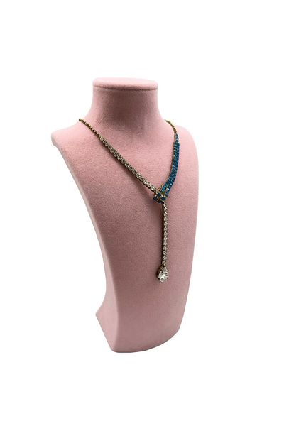 MeGass Dekor Suede Fabric Pink Color 25/12 cm Necklace Choker Chain Jewelry Display Manikin