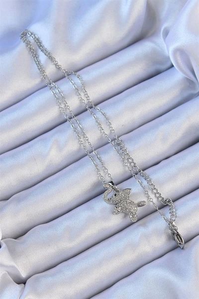 Clariss 316L Steel Chain Silver Color Zircon Stone Elephant Necklace