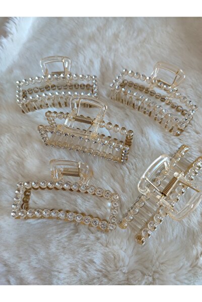 BUSHU Çift taraf sıra taşlı şeffaf mandal toka(9cm)