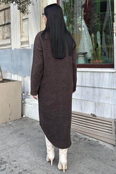 Juuuj Coffee Double-Sided Soft Texture, Applique Detail, Double Stamp Shirt Dress