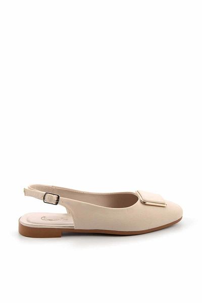 Bambi Matte Beige Satin Women's Ballerinas K01688240838