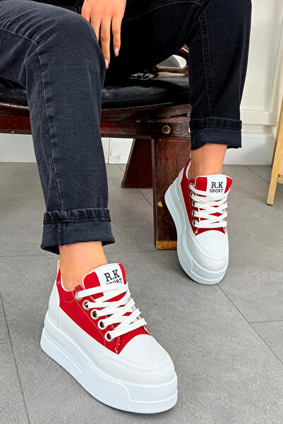 Mamito Ayakkabı FRM 017 Yüksek Tabanlı Bağcıklı Keten Spor Ayakkabı