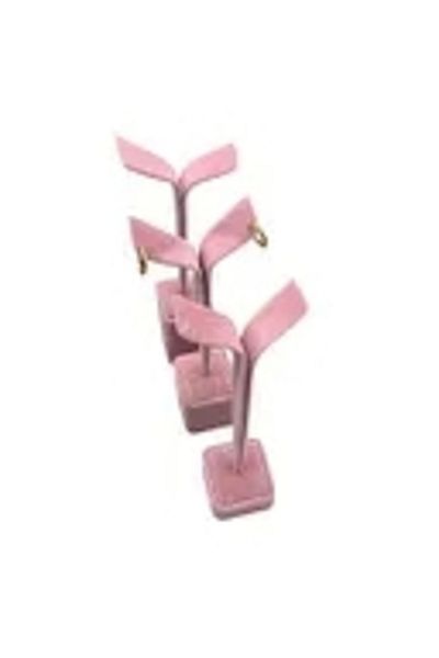 MeGass Dekor Domestic Production Suede Fabric Multiple Pink Color 20/17/15 Cm Earring Display Accessory