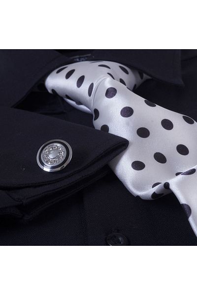 Exve Exclusive Black Gift Boxed Double Cuff Shirt Cufflinks and Tie Set