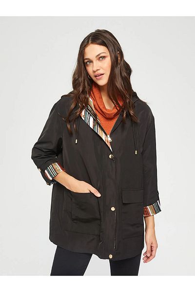 Faik Sönmez Hooded Oversize Midi Trench Coat - 3/4 Sleeve