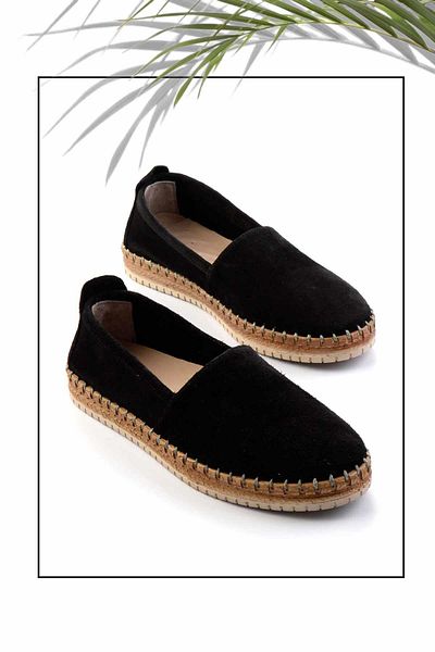 Bambi Černá semiš z pravé kůže dámská Espadrille K01809472002