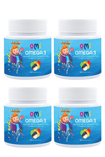 OMİ 4 ADET Omi Omega 3 Çiğnenebilir Jel Form 60 Gummies Yumuşak Şeker - Aslan...