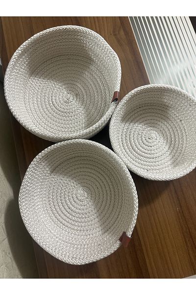 MADAM 3-Piece Wicker Basket Handmade - Bathroom Organizer, Multi-Purpose, Classic
