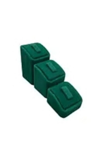 MeGass Dekor Domestic Production Suede Fabric Green Color Triple Suit Ring Display Accessory