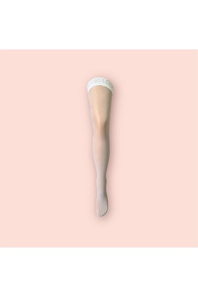 Penti Women's Blossom White Silicone Lace Garter Stockings
