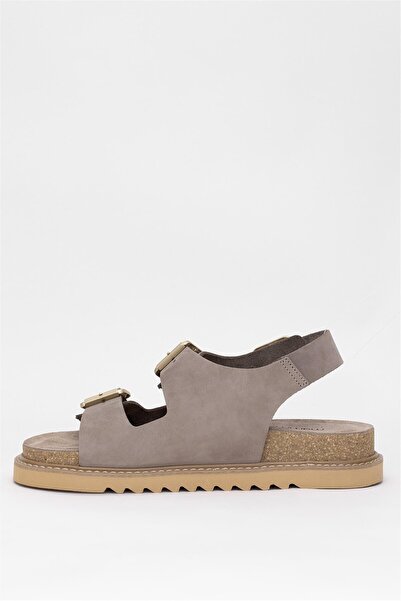 Mammamia Women's Genuine Leather Flat Sandals - Mink