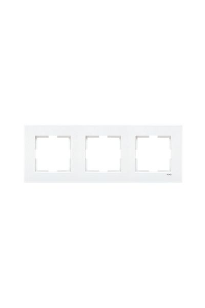 VİKO Karre Socket Frame – Triple, Horizontal, White, Stylish and Durable Design