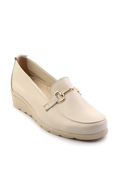 Bambi Beige Leather Women's Casual Shoes K 01087207203
