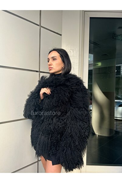 Furora Store معطف فرو تبتي- معطف فرو نسائي مجعد- معطف فرو موهير- معطف فرو طويل