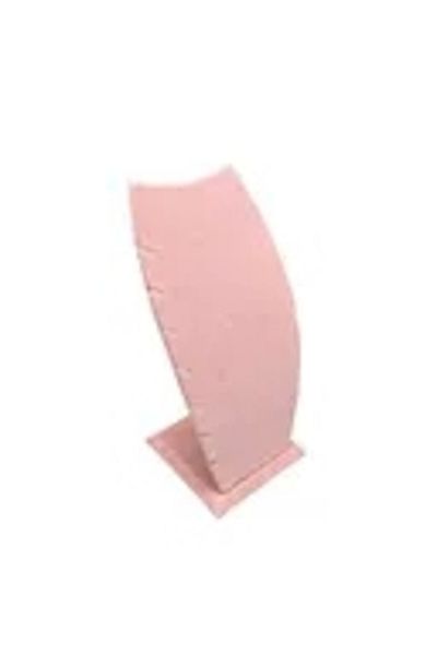 MeGass Dekor Domestic Production Dubai Model Suede Fabric Pink Color 18/9 cm Necklace - Chain Stand