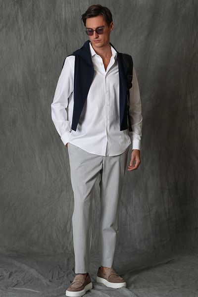 Lufian Cămașă inteligentă Nagoya pentru bărbați Comfort Slim Fit, albă