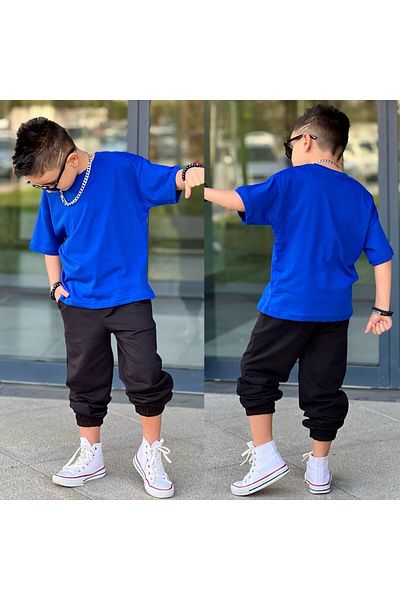JOYBOY KİDS T-Shirt Sweatpants Top 2-Pack Unprinted Girl's Set