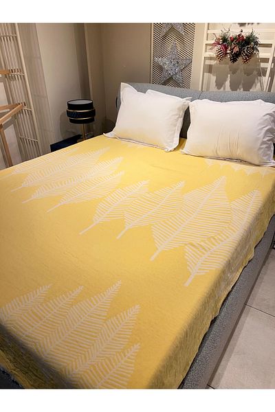 Explore Home Yellow Gemma Double Cotton and Muslin Bedspread