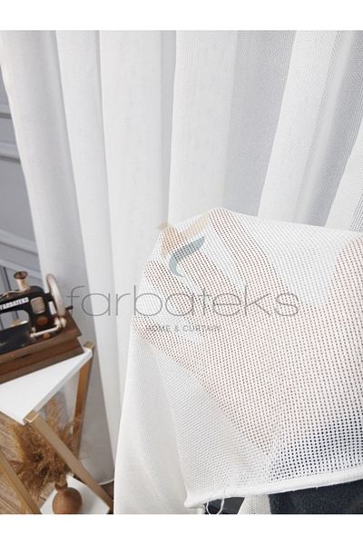 Taç Exculusive Zehra Does Not Want Ironing, Wrinkle-Free Plain 2 Layer Pleated Tulle Curtain