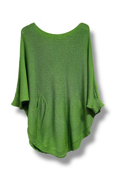 Butik Πλεκτό Mercerized με δύο τσέπες σε οβάλ κοπής-πράσινο