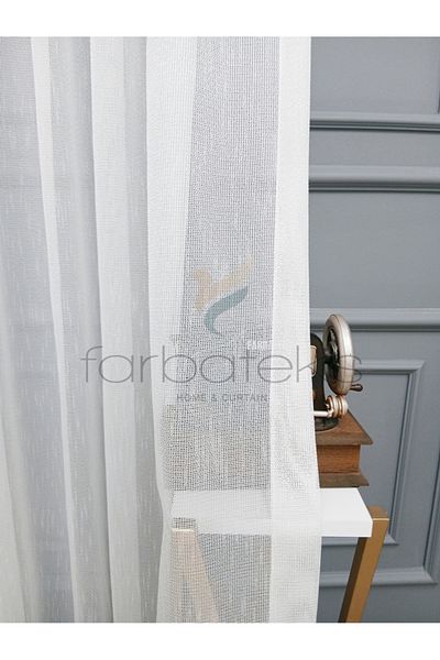 Taç Exculusive Melike Ironing-Free Wrinkle-Free Plain 2 Layer Pleated Tulle Curtain