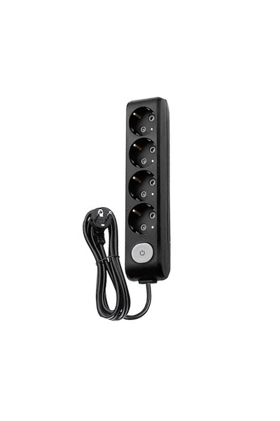 VİKO Dörtlü Çoklu Priz, Anahtarlı, Uzatma Kablosu, 4lü, 3m, Siyah