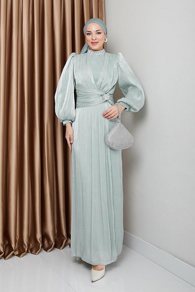 Olcay Bezeli Yoryo Seiden-Hijab-Abendkleid MİNT 1236