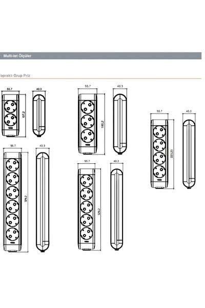 VİKO Viko | Altılı Grup Priz, Topraklı - Çocuk Korumalı Çoğaltıcı Priz, 6'lı, 1 m, Siyah