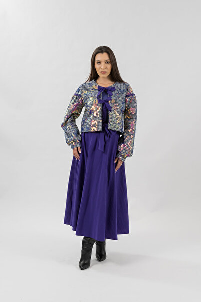 Gorgeaux Set 2 piese Fusta Mov și Sacou Floral Matilda - 5XL