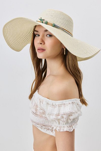 C&City Pălărie de plajă cu boruri largi - Y25730-14 Crem