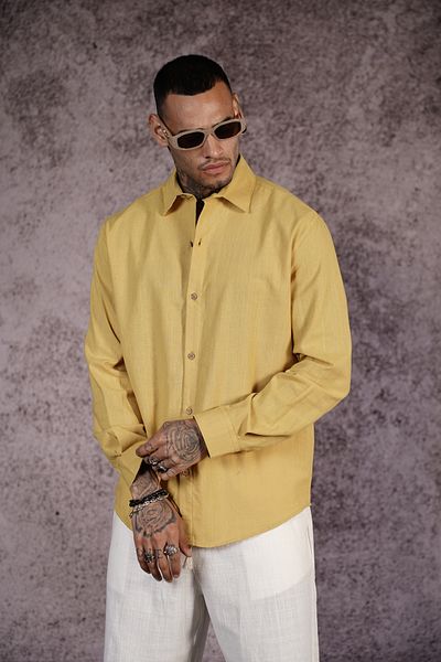 Butik Trend Biz 100% Cotton Lycra Linen Regular Fit Men's Shirt