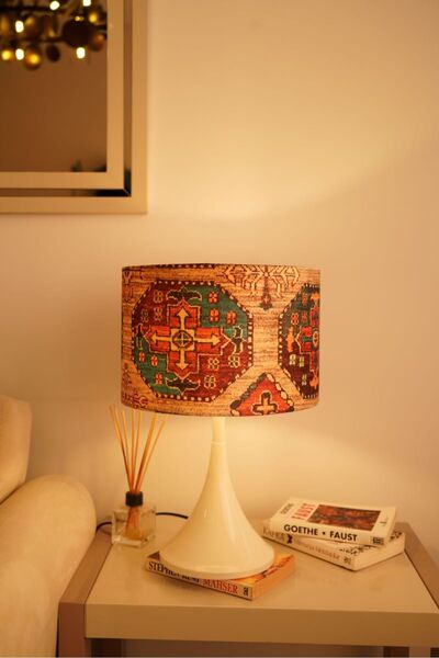 retro home design Krem Ayaklı Özel Model Detaylı Masa Lambası Dekoratif Abaju...