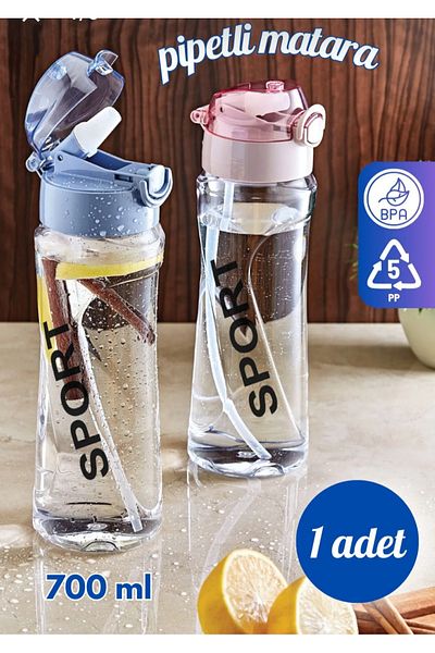 HBNC Polycarbonate Leakproof Sports School Water Bottle with Straw Water Bottle 700 ml - Does Not Create Odor