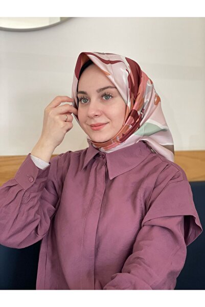 PAPLİO FERRE وشاح حريري من نسيج التويل بنمط زهرة التوليب الوردي من بابليو فيري