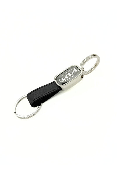 platin hediyelik Kia Logo Leather/Steel Keychain, Steel Keychain