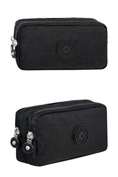 Çantaland Krinkıl Kumaş Çift Bölmeli Gözlü Kalemlik Kalem Kutusu