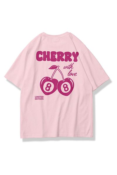 Trendiz Tricou roz pentru femei Cherry with Love
