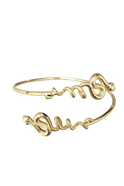 Pazu Bilekliği Yılan Desenli Upper Arm Cuff Gold Plated