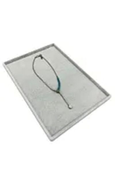 MeGass Dekor Domestic Production Suede Fabric Gray Color 34/24 cm Jewelry Serving Presentation Table