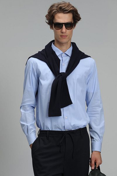 Lufian Cămașă de bază Fore pentru bărbați Slim Fit Albastru